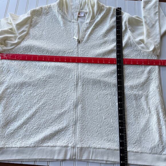 Quacker Factory 3X Seauin front Ivory Hoodie Cotton blend - Picture 10 of 11